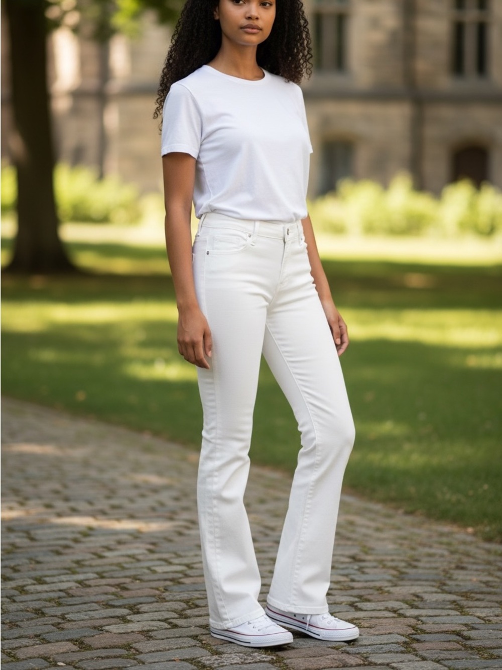 Rich & Skinny Flare Jeans Women’s Size 29 Mid Rise Stretch Denim Pants white